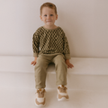 Makemake Organic Tee & Foldover Pants Set | Checker