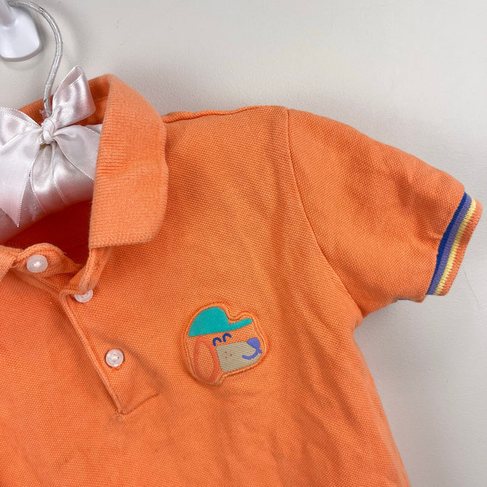 Mayoral Baby Back Print Polo Shirt Better Cotton Orange Puppy 24 Months