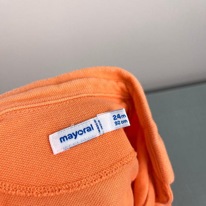 Mayoral Baby Back Print Polo Shirt Better Cotton Orange Puppy 24 Months