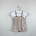 Mayoral Beige & White Jersey Dungaree Romper Outfit 4-6 Months