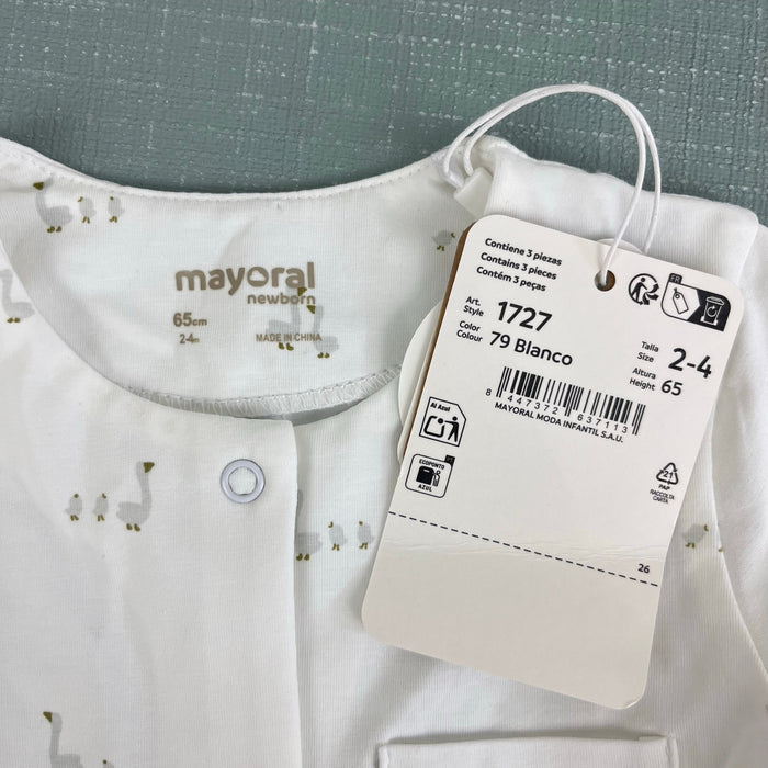 Mayoral White Geese Romper 65 cm 2-4 Months NWT