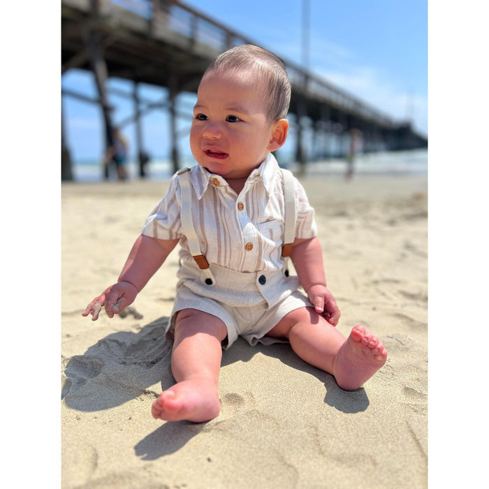 Me & Henry Captain | Cream Shorts With Removable Suspenders