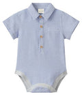 Me & Henry Helford Woven Onesie | Navy Seersucker