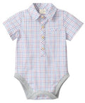 Me & Henry Helford Woven Onesie | Pink/Blue/Lilac Plaid