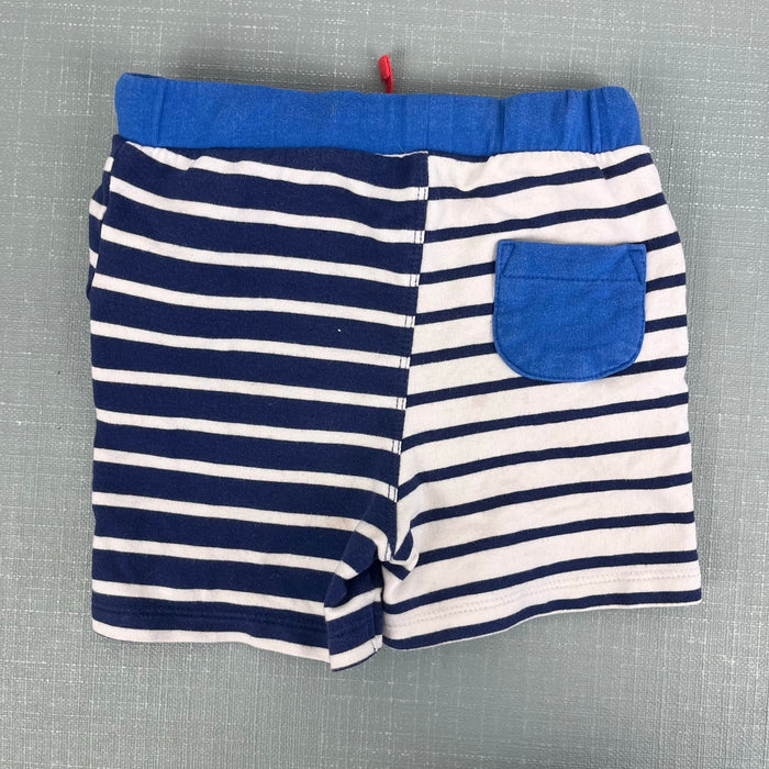 Mini Baby Boden Blue Stripe Jersey Shorts 12-18 Months