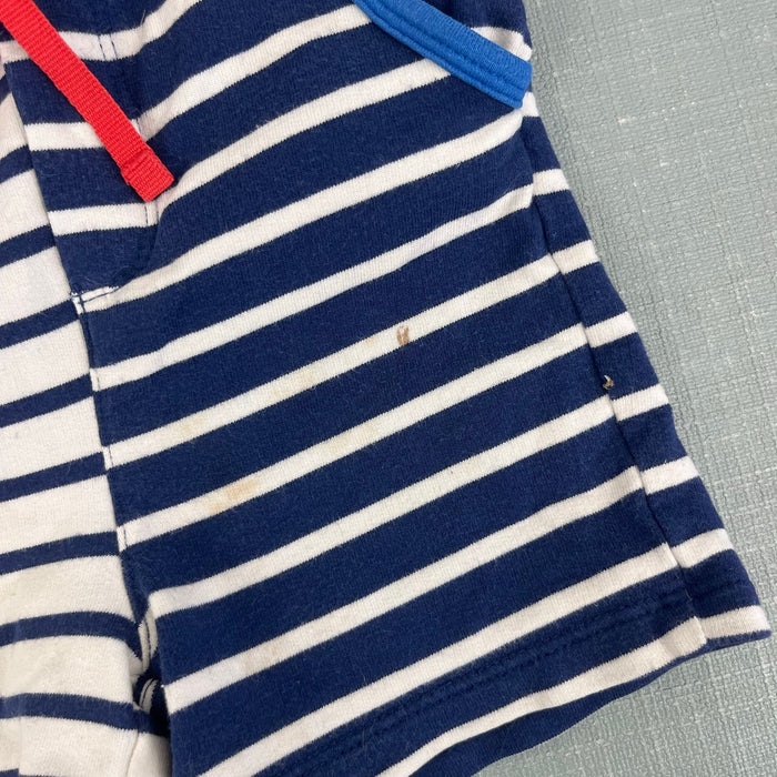 Mini Baby Boden Blue Stripe Jersey Shorts 12-18 Months