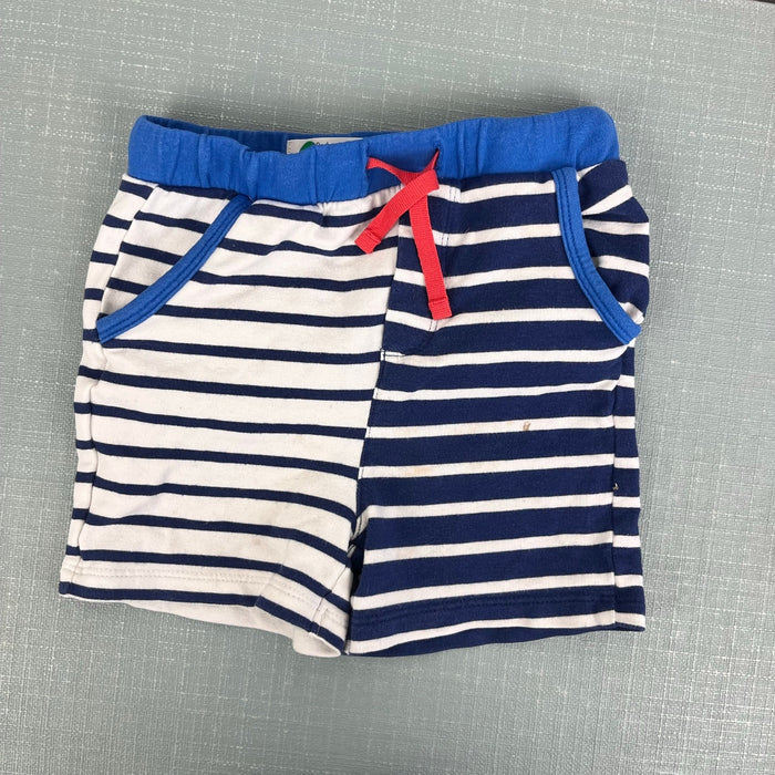 Mini Baby Boden Blue Stripe Jersey Shorts 12-18 Months