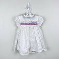 Mini Baby Boden Smocked White Eyelet Dress 6-12 Months