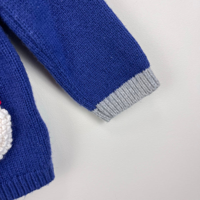 Mini Baby Boden Starboard Blue Santa Cardigan Sweater 3-6 Months