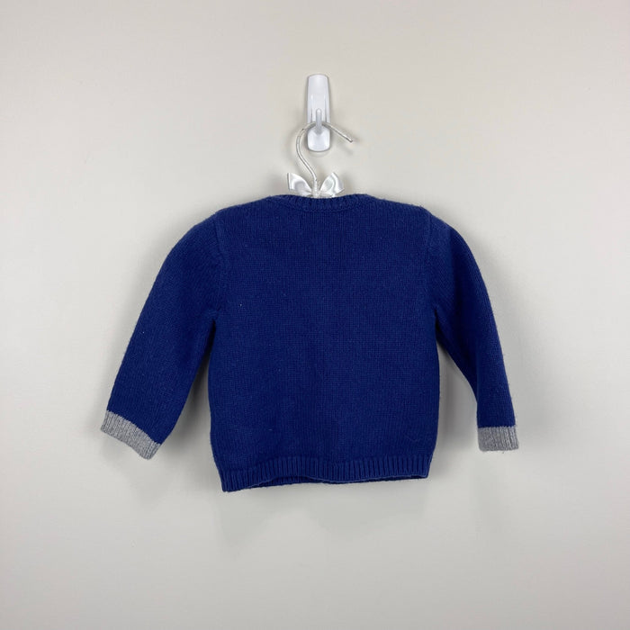 Mini Baby Boden Starboard Blue Santa Cardigan Sweater 3-6 Months