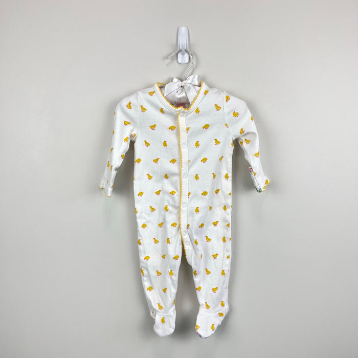 Mini Baby Boden White Yellow Chick Footie 3-6 Months