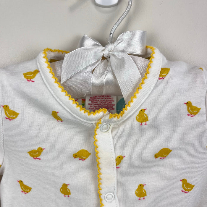 Mini Baby Boden White Yellow Chick Footie 3-6 Months