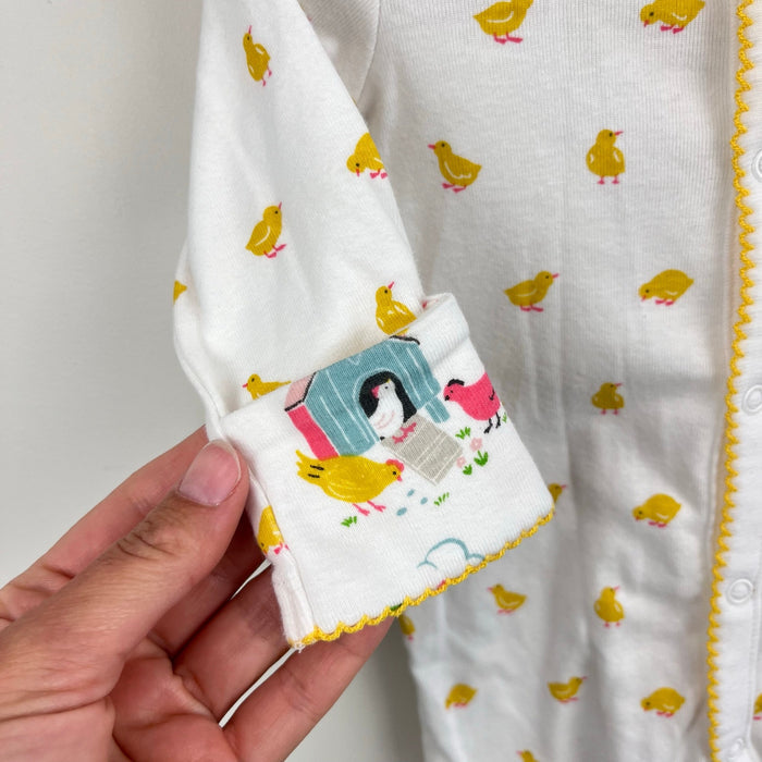 Mini Baby Boden White Yellow Chick Footie 3-6 Months