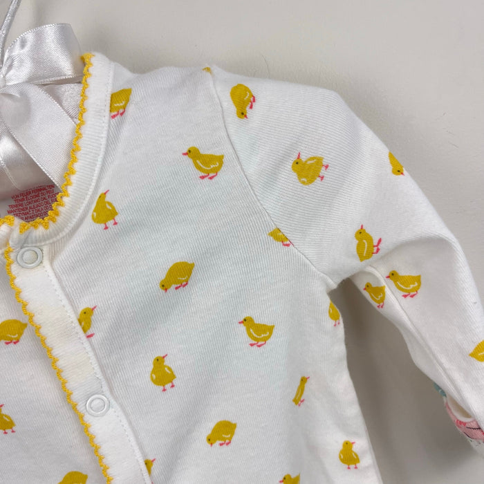 Mini Baby Boden White Yellow Chick Footie 3-6 Months