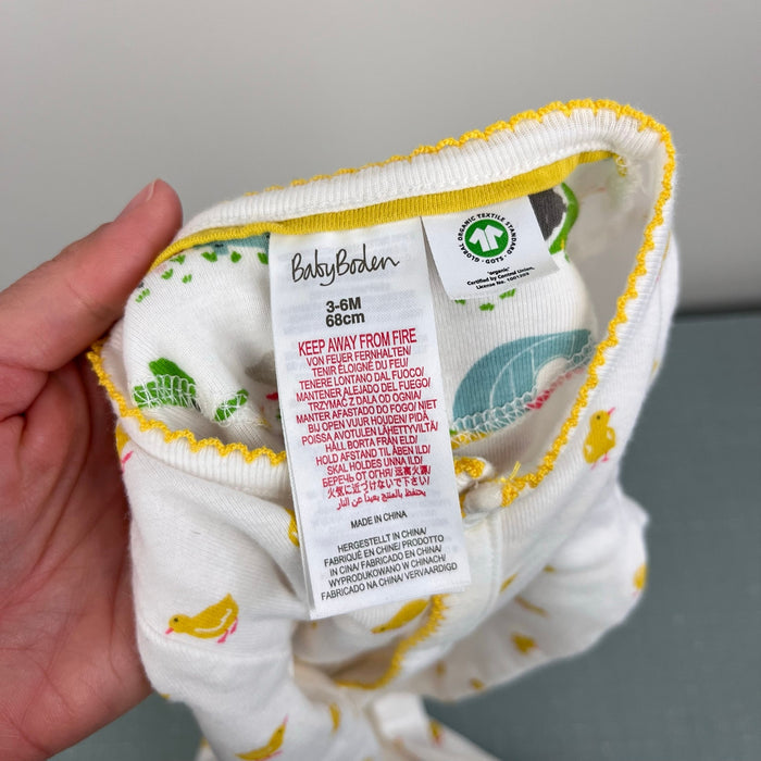 Mini Baby Boden White Yellow Chick Footie 3-6 Months