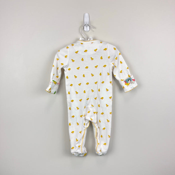 Mini Baby Boden White Yellow Chick Footie 3-6 Months