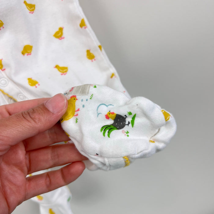 Mini Baby Boden White Yellow Chick Footie 3-6 Months