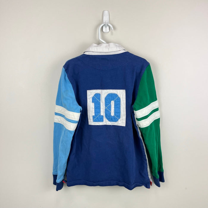 Mini Boden Applique Color Block Varsity Rugby Shirt 9-10