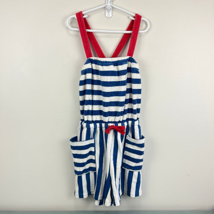 Mini Boden Blue and White Striped Towelling Romper 11-12