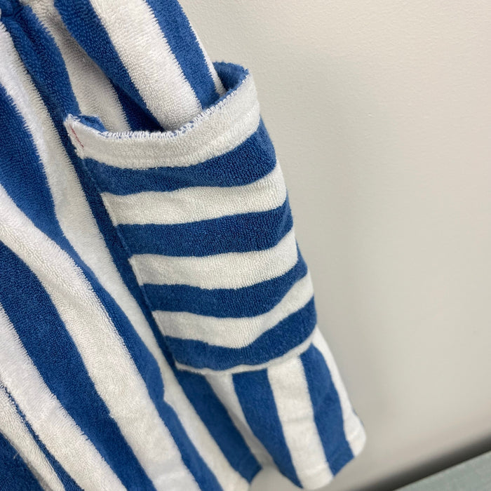 Mini Boden Blue and White Striped Towelling Romper 11-12