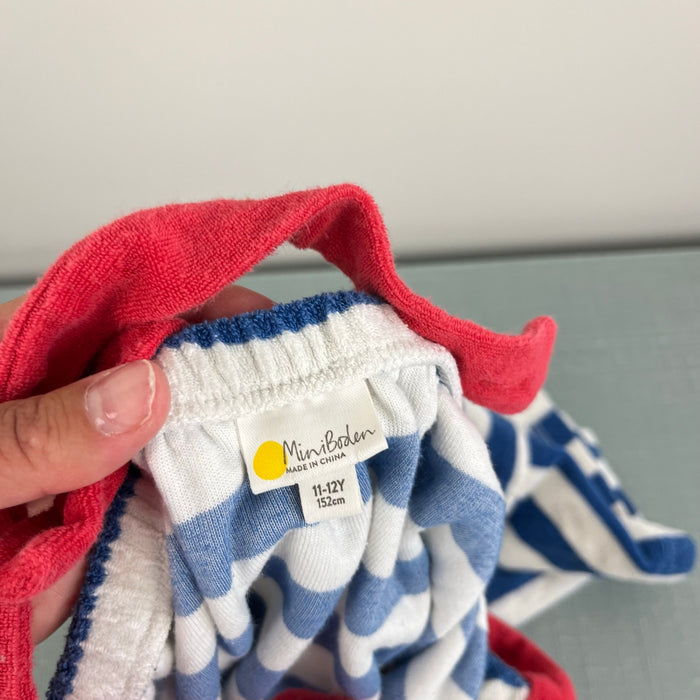 Mini Boden Blue and White Striped Towelling Romper 11-12