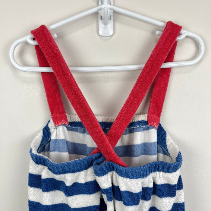 Mini Boden Blue and White Striped Towelling Romper 11-12
