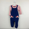 Mini Boden Cord Dungaree Set Starboard Blue Tractors 12-18 Months