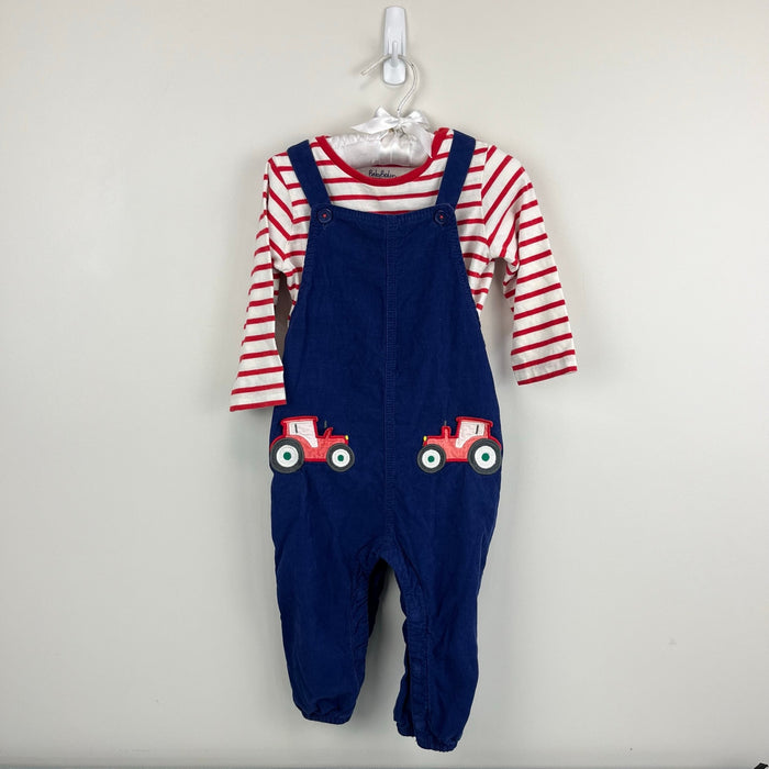 Mini Boden Cord Dungaree Set Starboard Blue Tractors 12-18 Months