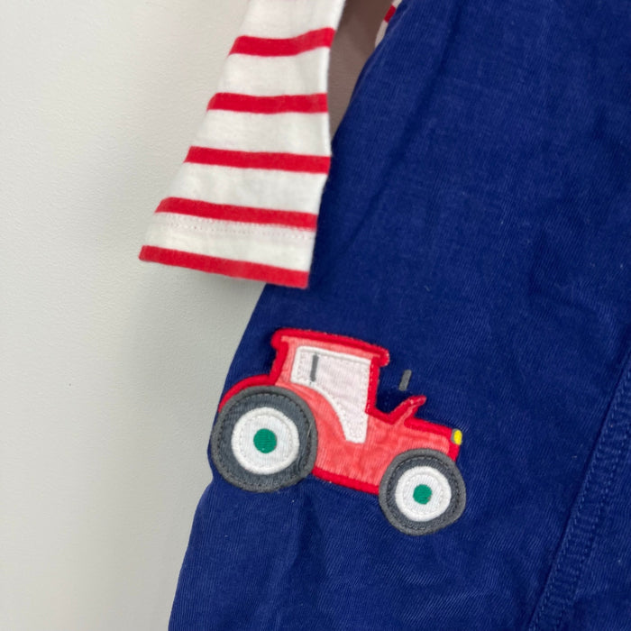 Mini Boden Cord Dungaree Set Starboard Blue Tractors 12-18 Months