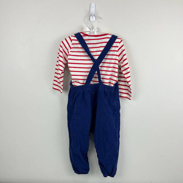 Mini Boden Cord Dungaree Set Starboard Blue Tractors 12-18 Months