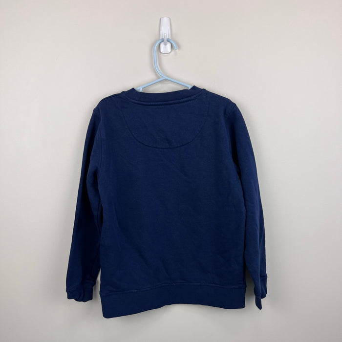 Mini Boden Cosy Festive Embroidered Sweatshirt College Navy Cars 7-8