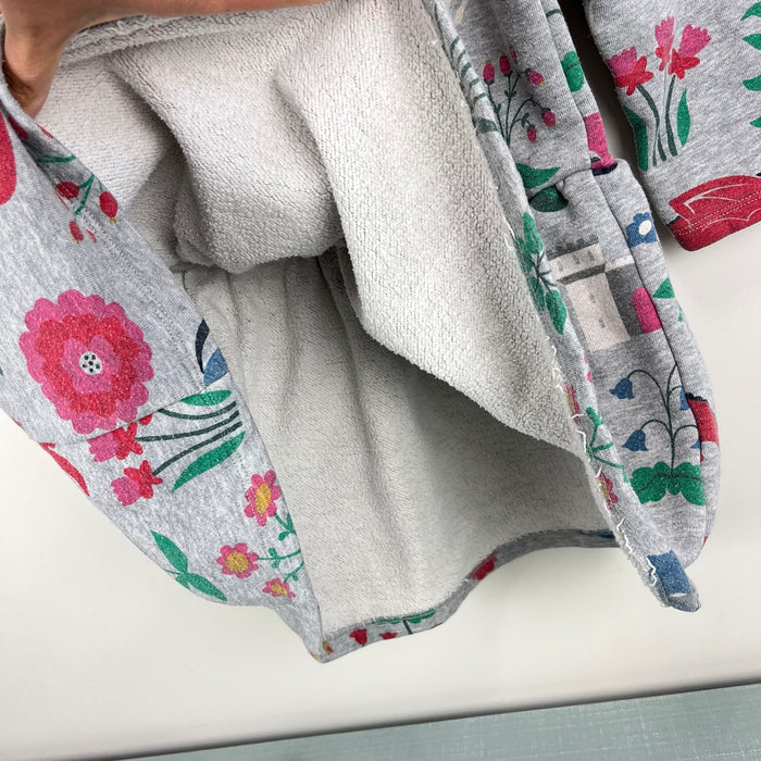 Mini Boden Cosy Printed Sweatshirt Dress Gray Fairy Tale 7-8