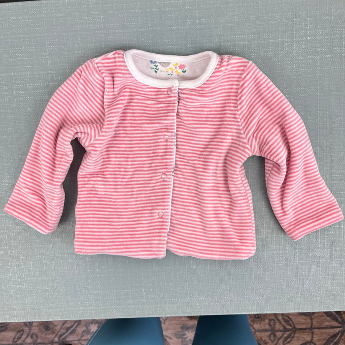 Mini Boden Cosy Velour Reversible Jacket & Pants Set Pink/Ivory Ducks 3-6 Months