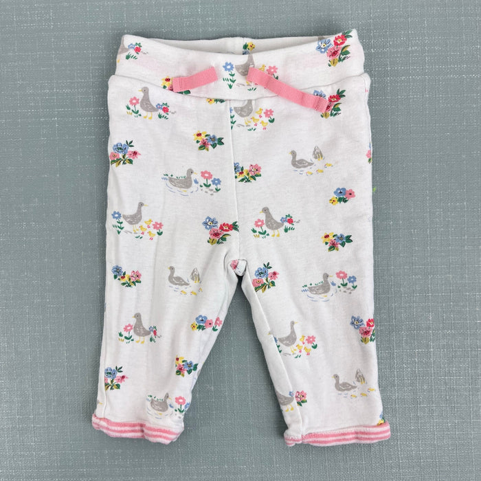 Mini Boden Cosy Velour Reversible Jacket & Pants Set Pink/Ivory Ducks 3-6 Months