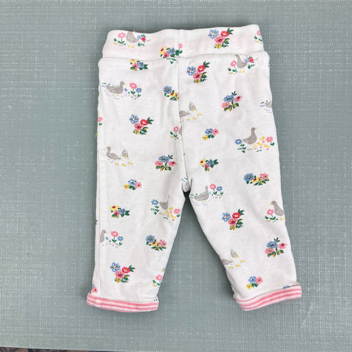 Mini Boden Cosy Velour Reversible Jacket & Pants Set Pink/Ivory Ducks 3-6 Months