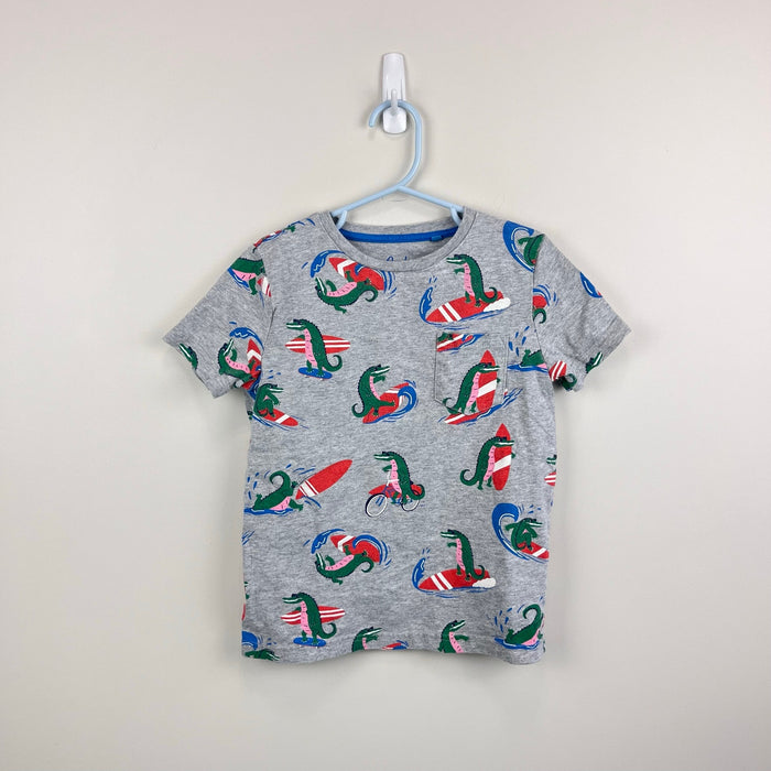 Mini Boden Crocodile Surf Short Sleeve Gray T-Shirt 5-6