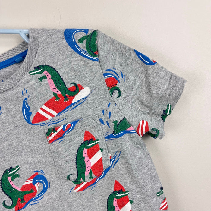 Mini Boden Crocodile Surf Short Sleeve Gray T-Shirt 5-6