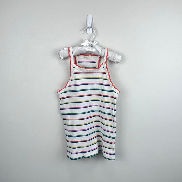 Mini Boden Cutaway Tank Top Bright Petal Pink Island Blue 8-9
