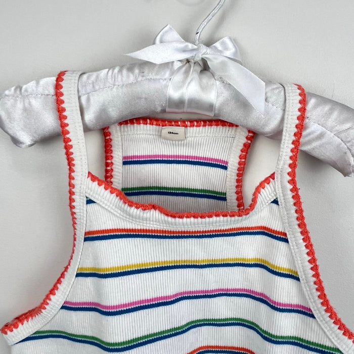 Mini Boden Cutaway Tank Top Bright Petal Pink Island Blue 8-9