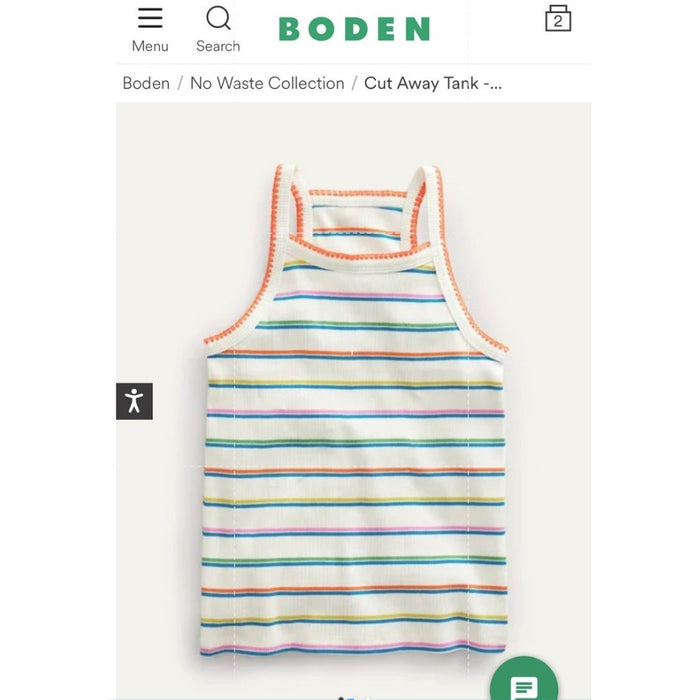 Mini Boden Cutaway Tank Top Bright Petal Pink Island Blue 8-9