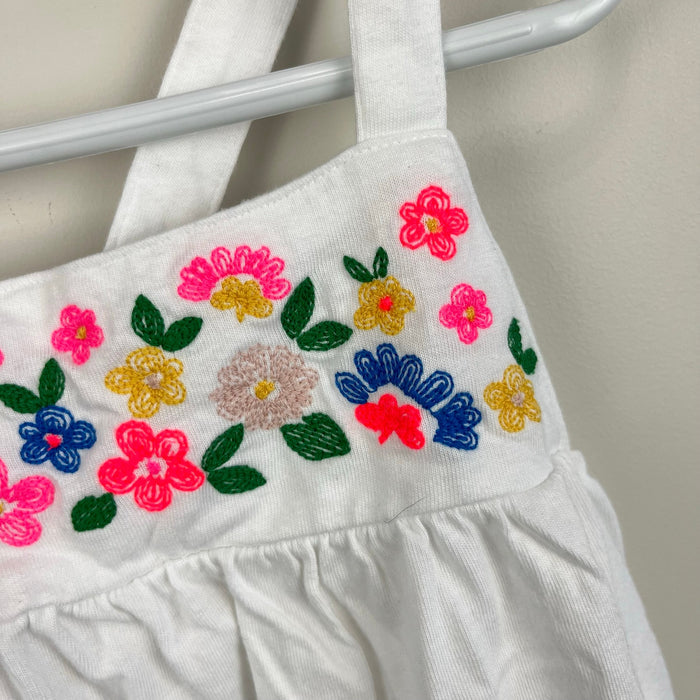 Mini Boden Embroidered Jersey Vest White Tank Top 6-7