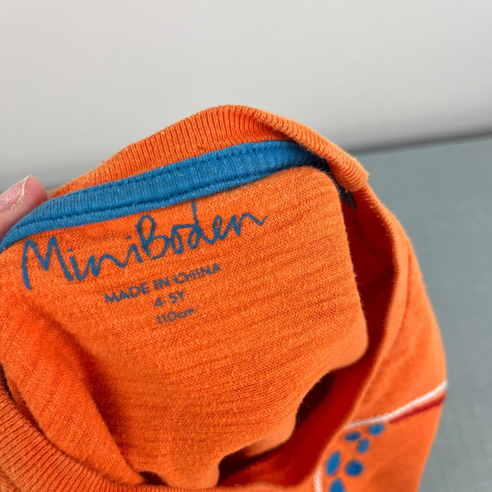 Mini Boden Embroidered T-Shirt Fire Opal Octopus 4-5