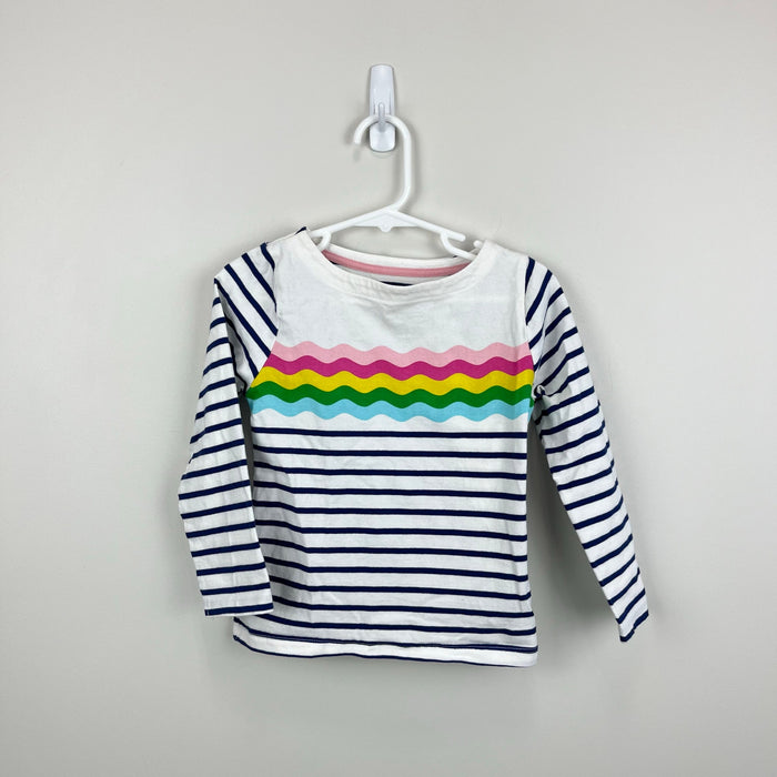Mini Boden Every Day Breton T-Shirt Navy Ivory Rainbow Wave 3-4
