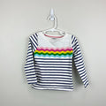 Mini Boden Every Day Breton T-Shirt Navy Ivory Rainbow Wave 3-4