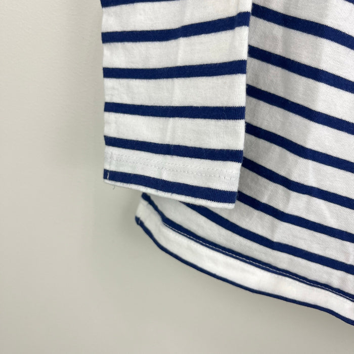 Mini Boden Every Day Breton T-Shirt Navy Ivory Rainbow Wave 3-4