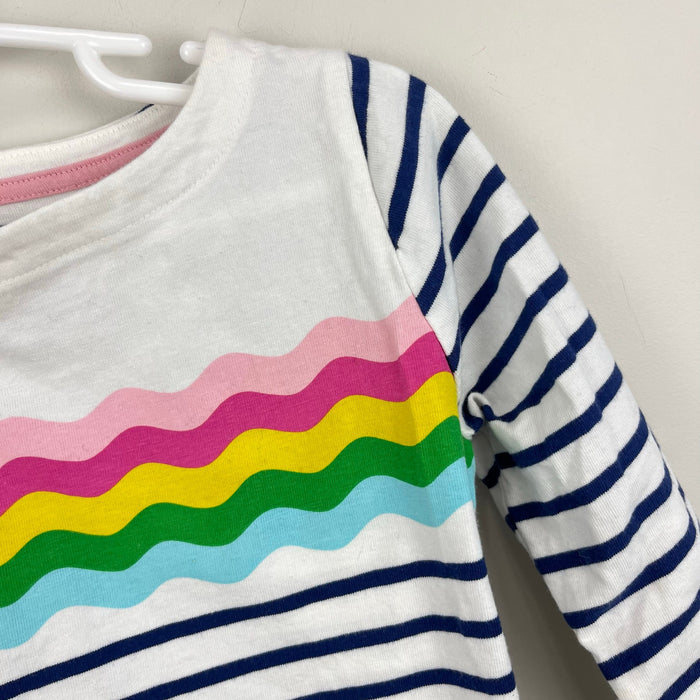Mini Boden Every Day Breton T-Shirt Navy Ivory Rainbow Wave 3-4