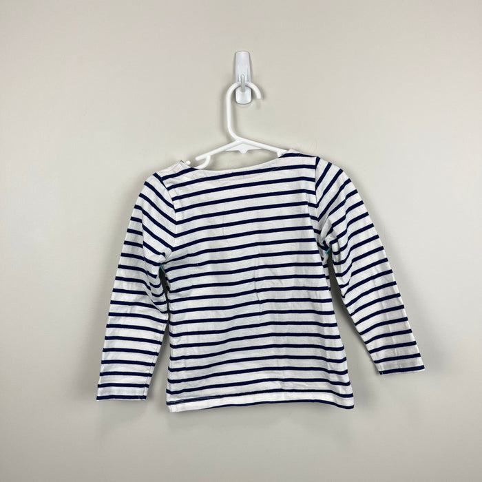 Mini Boden Every Day Breton T-Shirt Navy Ivory Rainbow Wave 3-4