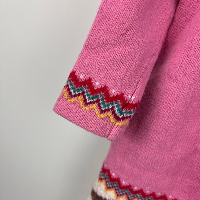 Mini Boden Fair Isle Knitted Dress Pink Robins 2-3