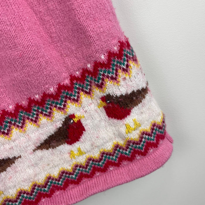 Mini Boden Fair Isle Knitted Dress Pink Robins 2-3