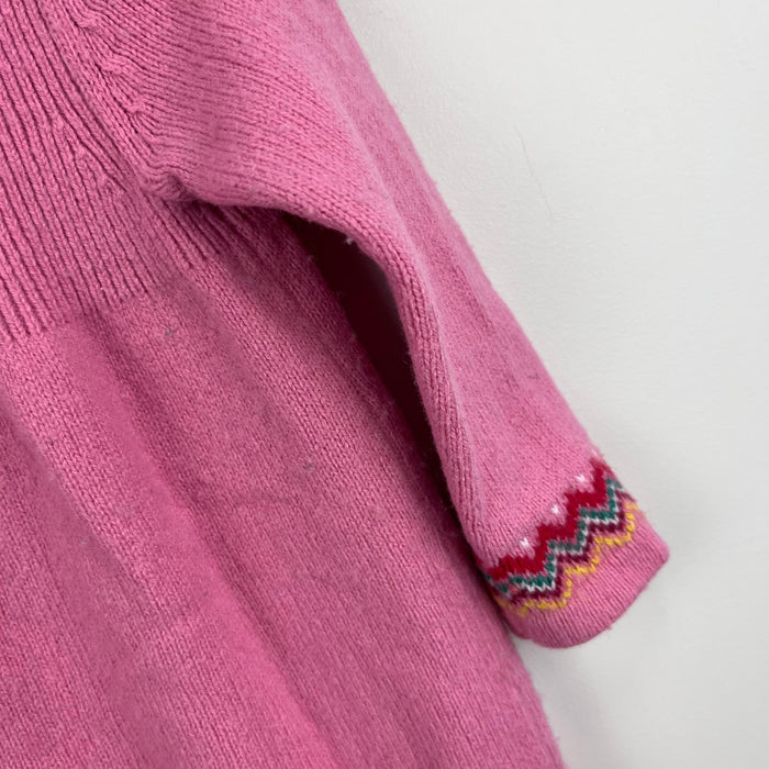 Mini Boden Fair Isle Knitted Dress Pink Robins 2-3